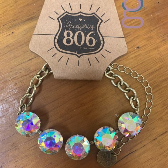 Southern Grace Rhinestone Bracelet- Women | Color: AB Stone & Gold Tone | NEW - Picture 2 of 2